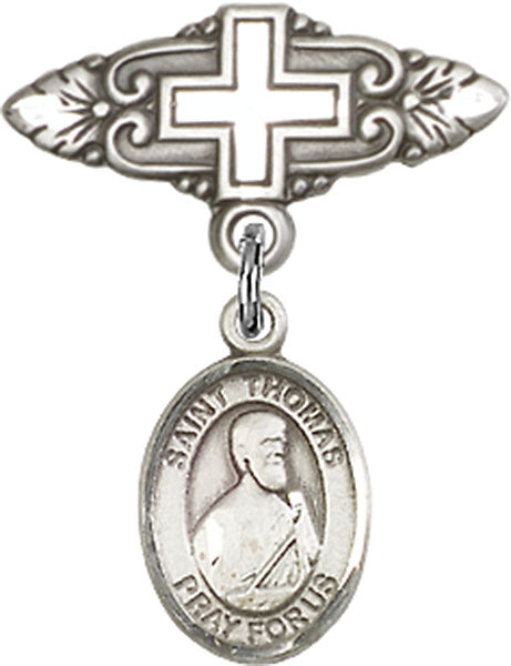 St. Thomas the Apostle Charm and Badge Pin with Cross