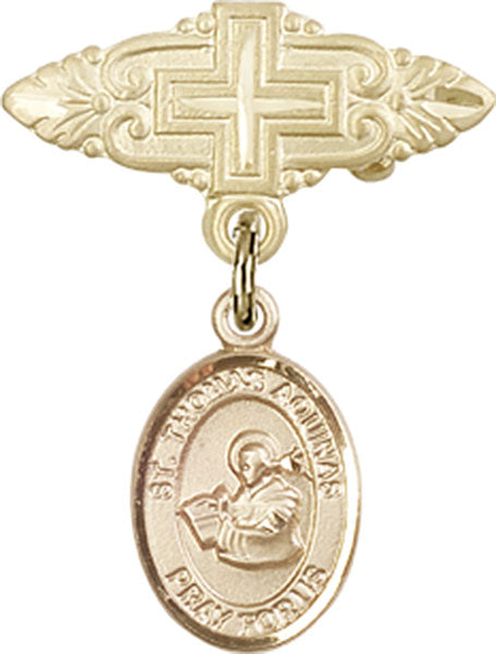 St. Thomas Aquinas Charm and Badge Pin with Cross