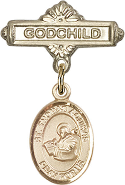 St. Thomas Aquinas Charm and Godchild Badge Pin