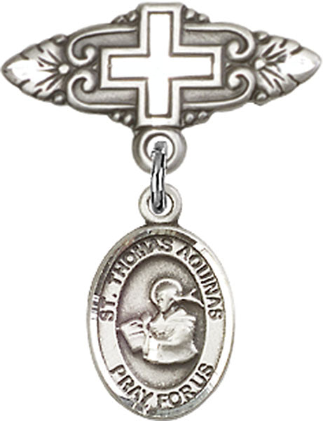 St. Thomas Aquinas Charm and Badge Pin with Cross