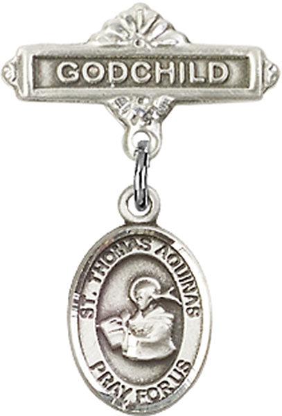 St. Thomas Aquinas Charm and Godchild Badge Pin