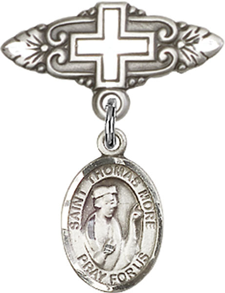 St. Thomas More Charm and Badge Pin with Cross