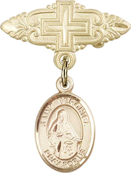 St. Veronica Charm and Badge Pin with Cross