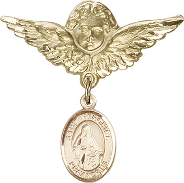 St. Veronica Charm and Angel with Larger Wings Badge Pin