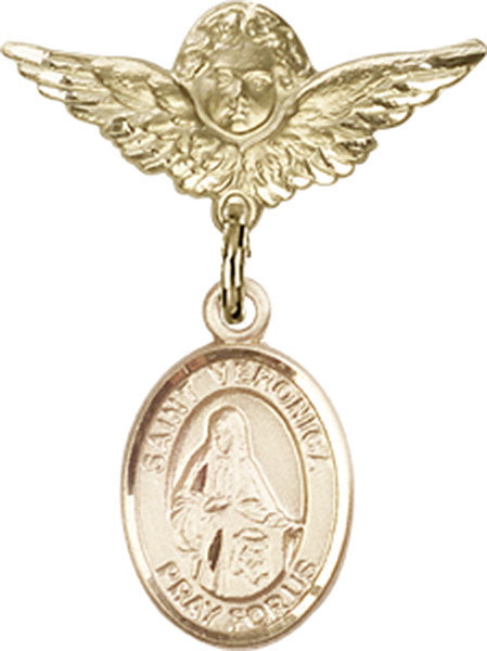 St. Veronica Charm and Angel with Smaller Wings Badge Pin