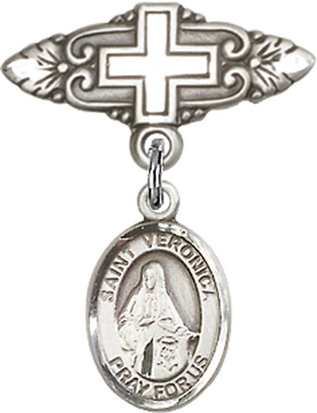 St. Veronica Charm and Badge Pin with Cross