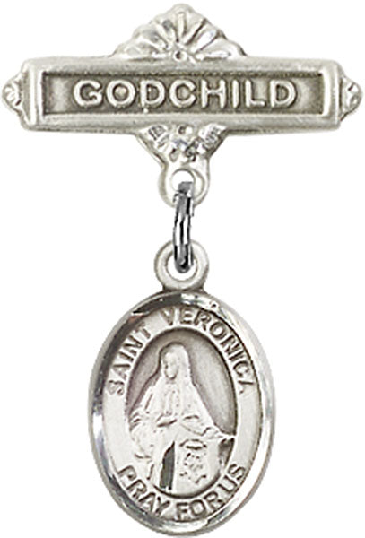 St. Veronica Charm and Godchild Badge Pin