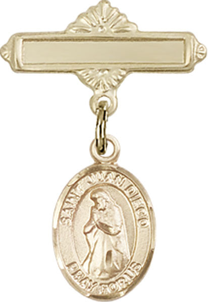 St. Juan Diego Charm and Polished Engravable Badge Pin