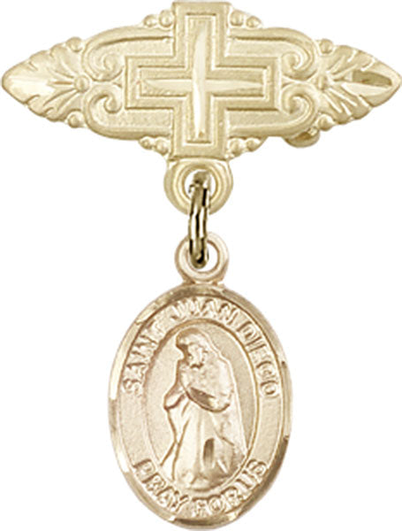 St. Juan Diego Charm and Badge Pin with Cross