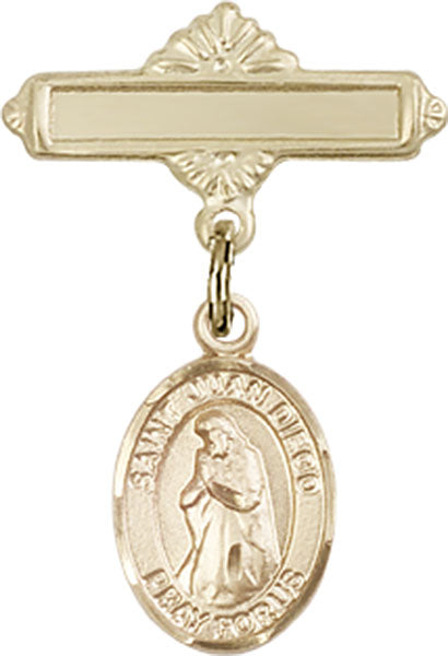 St. Juan Diego Charm and Polished Engravable Badge Pin