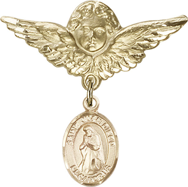 St. Juan Diego Charm and Angel with Larger Wings Badge Pin