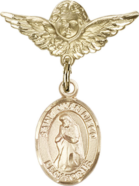 St. Juan Diego Charm and Angel with Smaller Wings Badge Pin