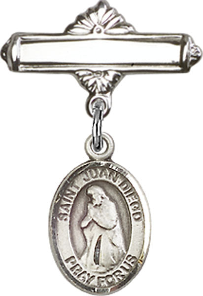 St. Juan Diego Charm and Polished Engravable Badge Pin