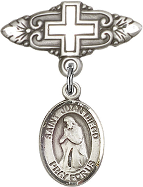 St. Juan Diego Charm and Badge Pin with Cross