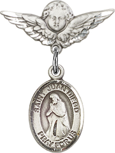 St. Juan Diego Charm and Angel with Smaller Wings Badge Pin