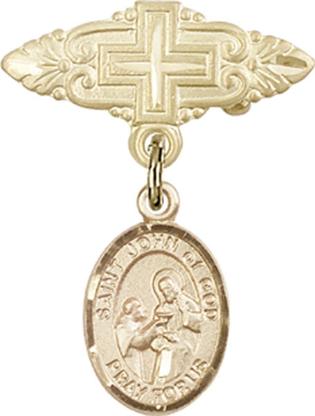 St. John of God Charm and Badge Pin with Cross