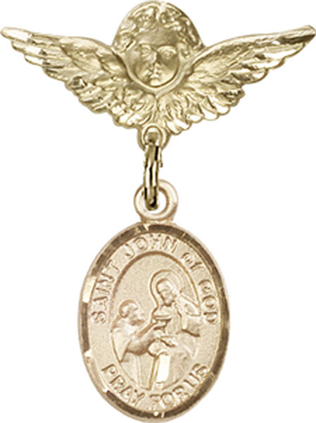 St. John of God Charm and Angel with Smaller Wings Badge Pin