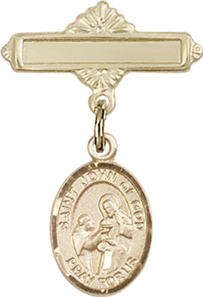 St. John of God Charm and Polished Engravable Badge Pin