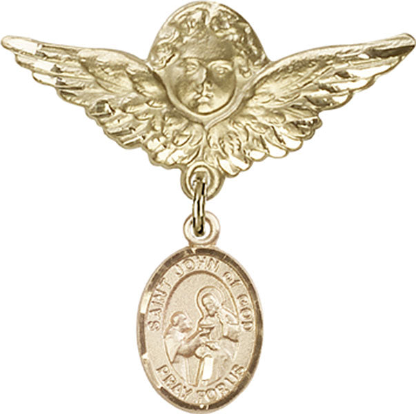 St. John of God Charm and Angel with Larger Wings Badge Pin