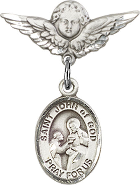 St. John of God Charm and Angel with Smaller Wings Badge Pin