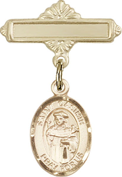 St. Casimir of Poland Charm and Polished Engravable Badge Pin