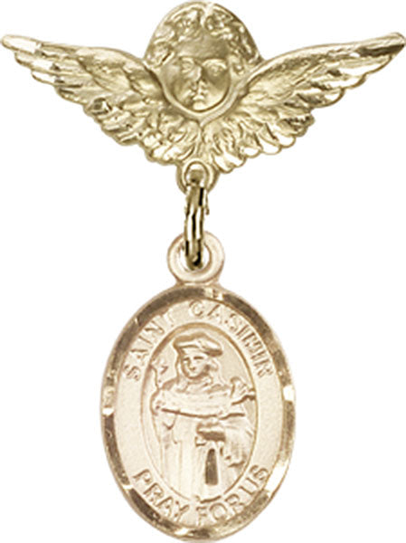 St. Casimir of Poland Charm and Angel with Smaller Wings Badge Pin