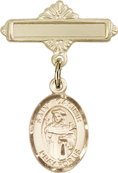 St. Casimir of Poland Charm and Polished Engravable Badge Pin