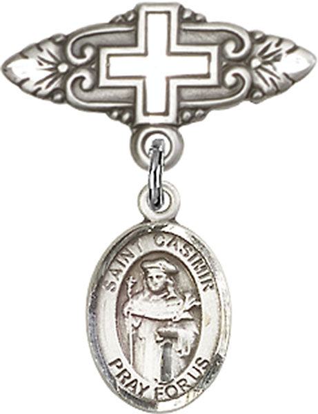 St. Casimir of Poland Charm and Badge Pin with Cross