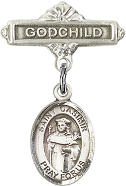 St. Casimir of Poland Charm and Godchild Badge Pin