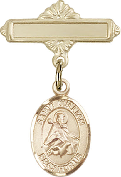 St. William of Rochester Charm and Polished Engravable Badge Pin
