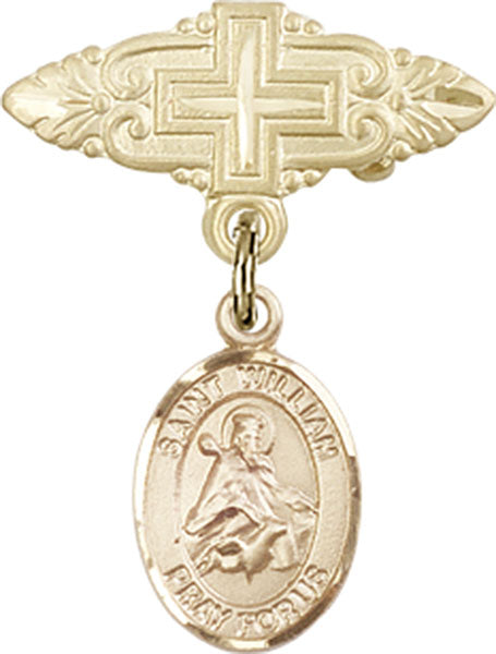 St. William of Rochester Charm and Badge Pin with Cross
