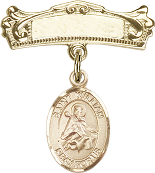 St. William of Rochester Charm and Arched Polished Engravable Badge Pin