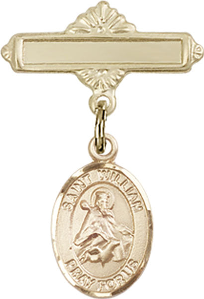 St. William of Rochester Charm and Polished Engravable Badge Pin