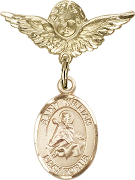 St. William of Rochester Charm and Angel with Smaller Wings Badge Pin