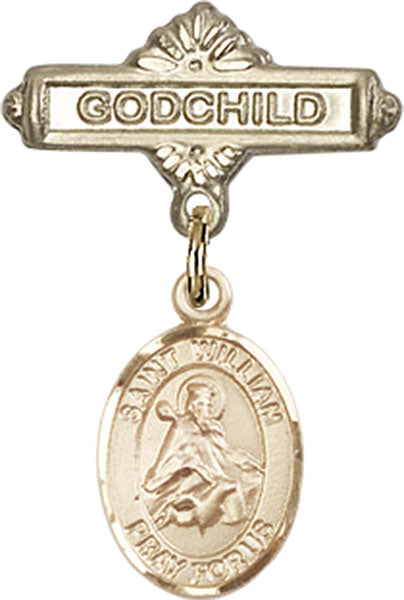 St. William of Rochester Charm and Godchild Badge Pin