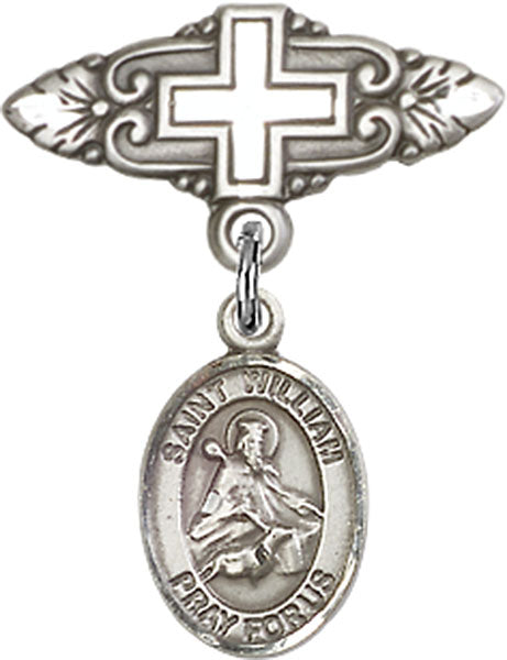 St. William of Rochester Charm and Badge Pin with Cross