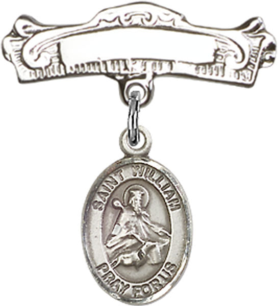 St. William of Rochester Charm and Arched Polished Engravable Badge Pin