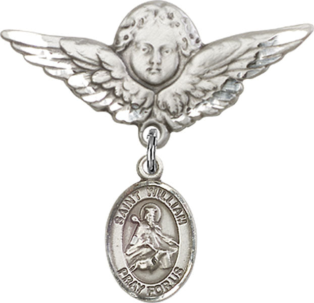 St. William of Rochester Charm and Angel with Larger Wings Badge Pin