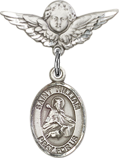 St. William of Rochester Charm and Angel with Smaller Wings Badge Pin