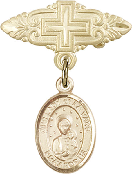 Our Lady of la Vang Charm and Badge Pin with Cross