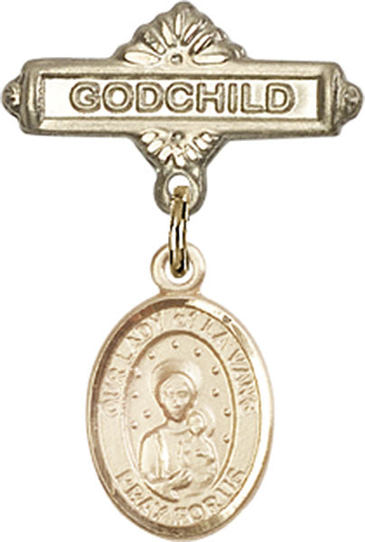 Our Lady of la Vang Charm and Godchild Badge Pin
