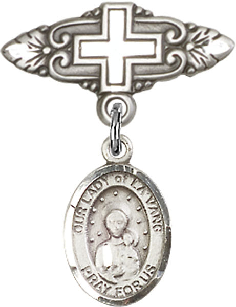 Our Lady of la Vang Charm and Badge Pin with Cross