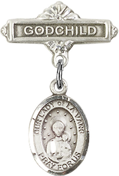 Our Lady of la Vang Charm and Godchild Badge Pin