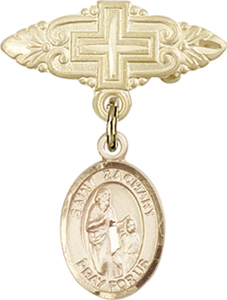 St. Zachary Charm and Badge Pin with Cross