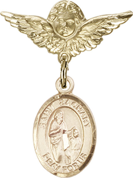 St. Zachary Charm and Angel with Smaller Wings Badge Pin