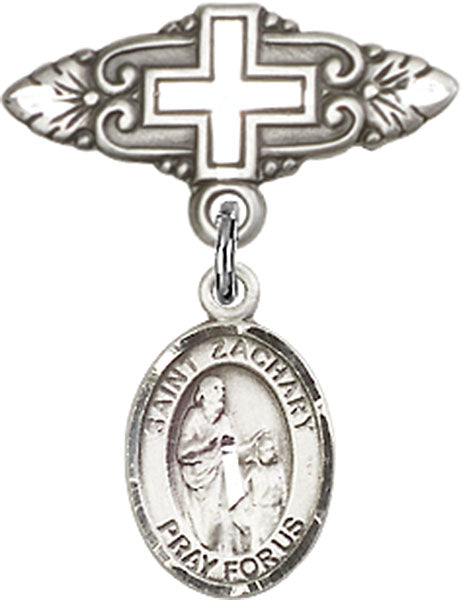 St. Zachary Charm and Badge Pin with Cross