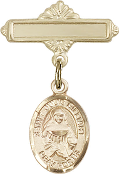 St. Julie Billiart Charm and Polished Engravable Badge Pin