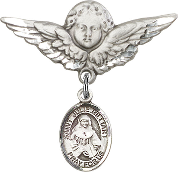 St. Julie Billiart Charm and Angel with Larger Wings Badge Pin