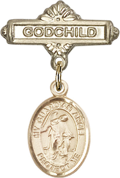 Guardian Angel Charm and Godchild Badge Pin