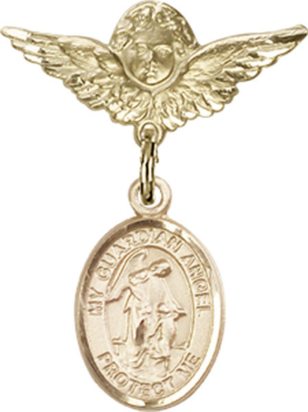 Guardian Angel Charm and Angel with Smaller Wings Badge Pin